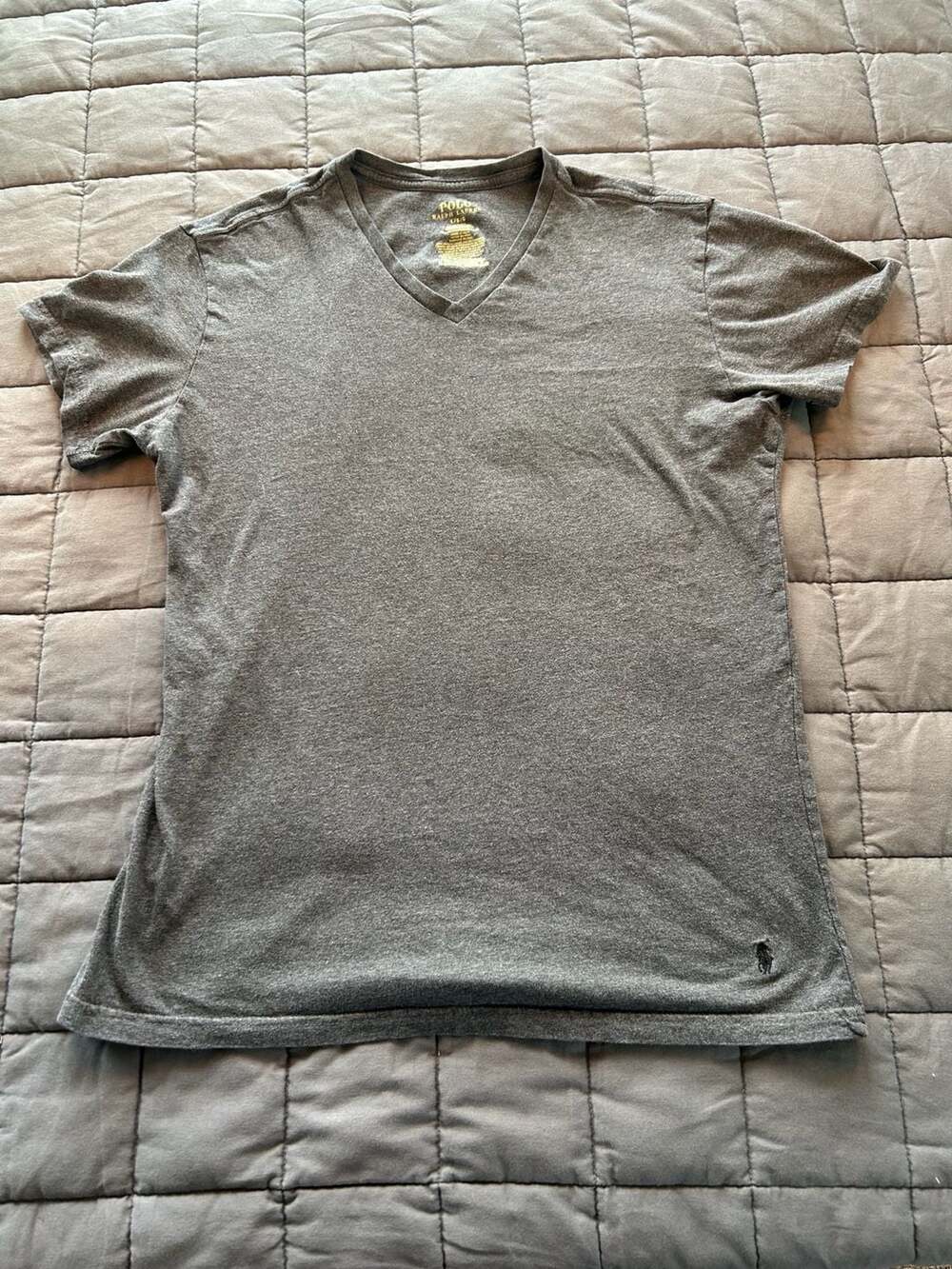 Polo Ralph Lauren Men's Gray Slim Fit Cotton V-Neck T-Shirt Size L